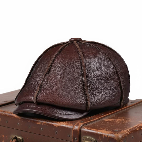 Genuine Leather Newsboy Cap | CHEYENNE