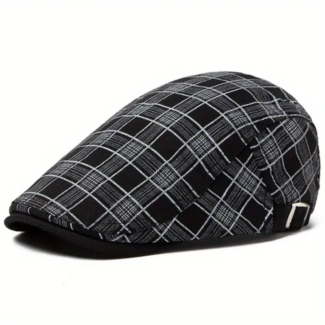 Linen-Cotton Plaid Flat Cap | WELLINGTON