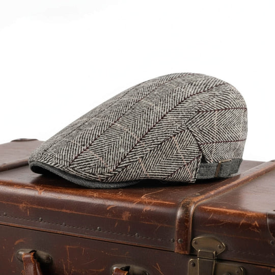 Herringbone Cotton Knitted Flat Cap | LAWTON