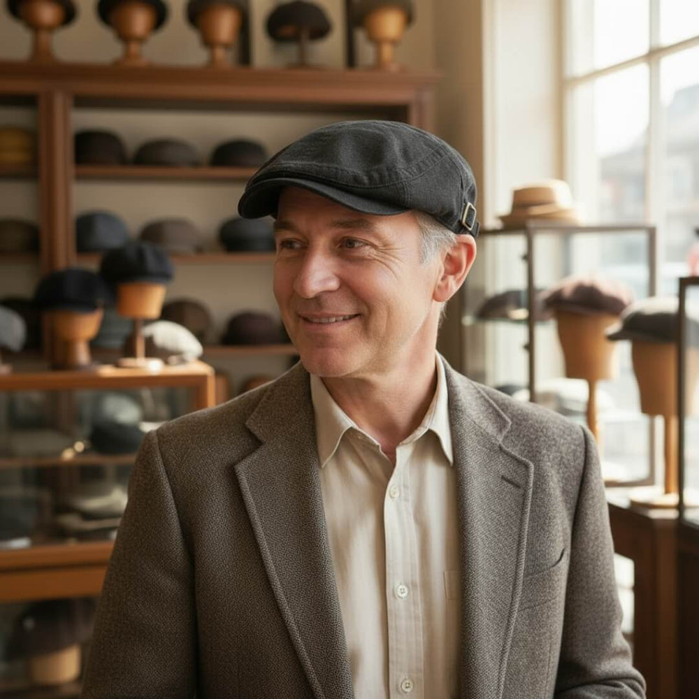 Washed Denim Flat Cap | LOGAN