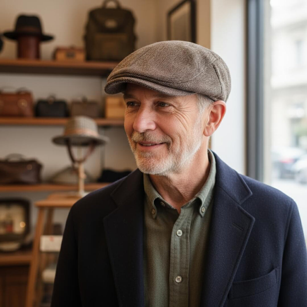 Wool Herringbone Flat Cap | SCOTTSDALE